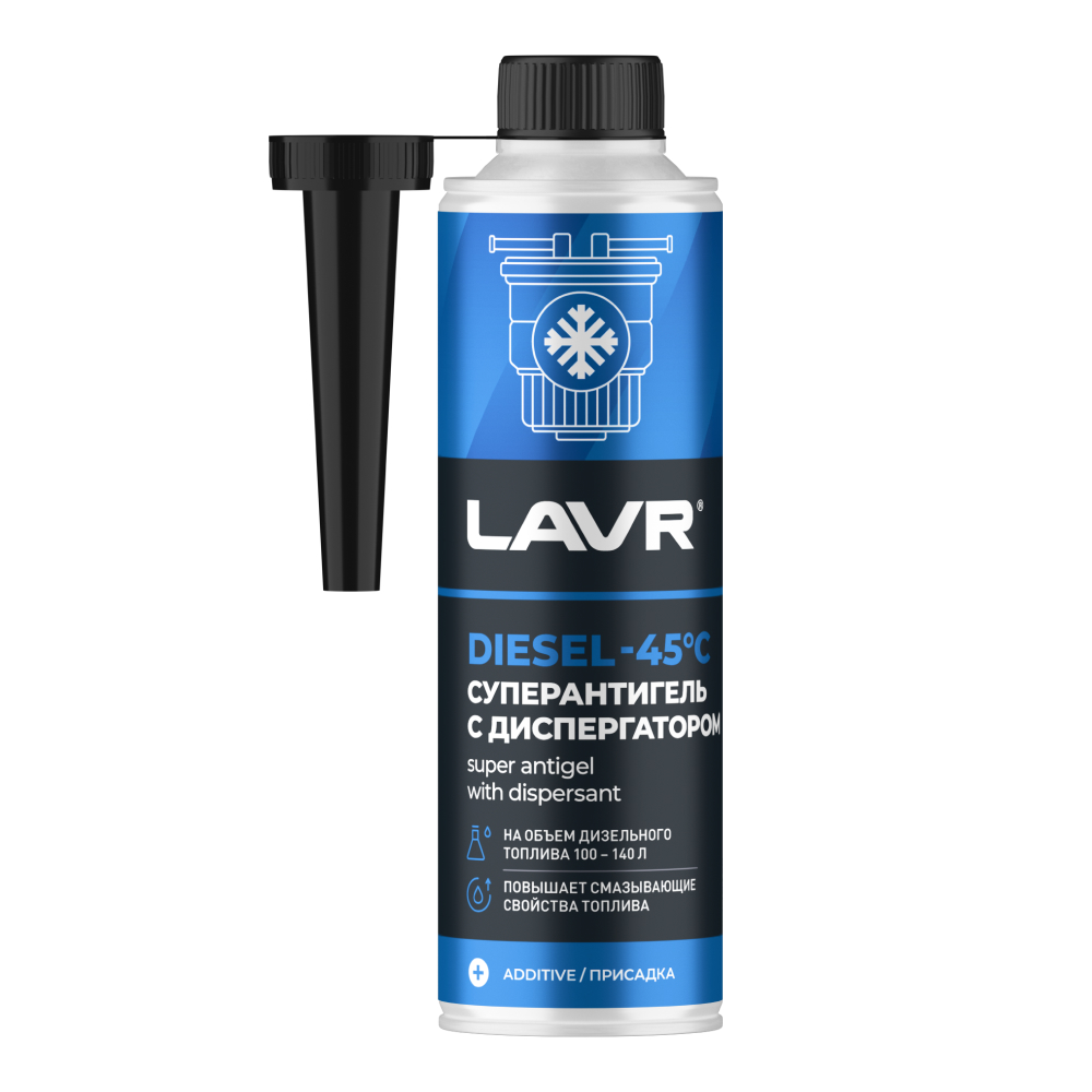Ln2114_LVR LAVR Суперантигель с диспергатором в дизельное топливо на 100-140 л (1:400) с насадкой l -45°C 310мл