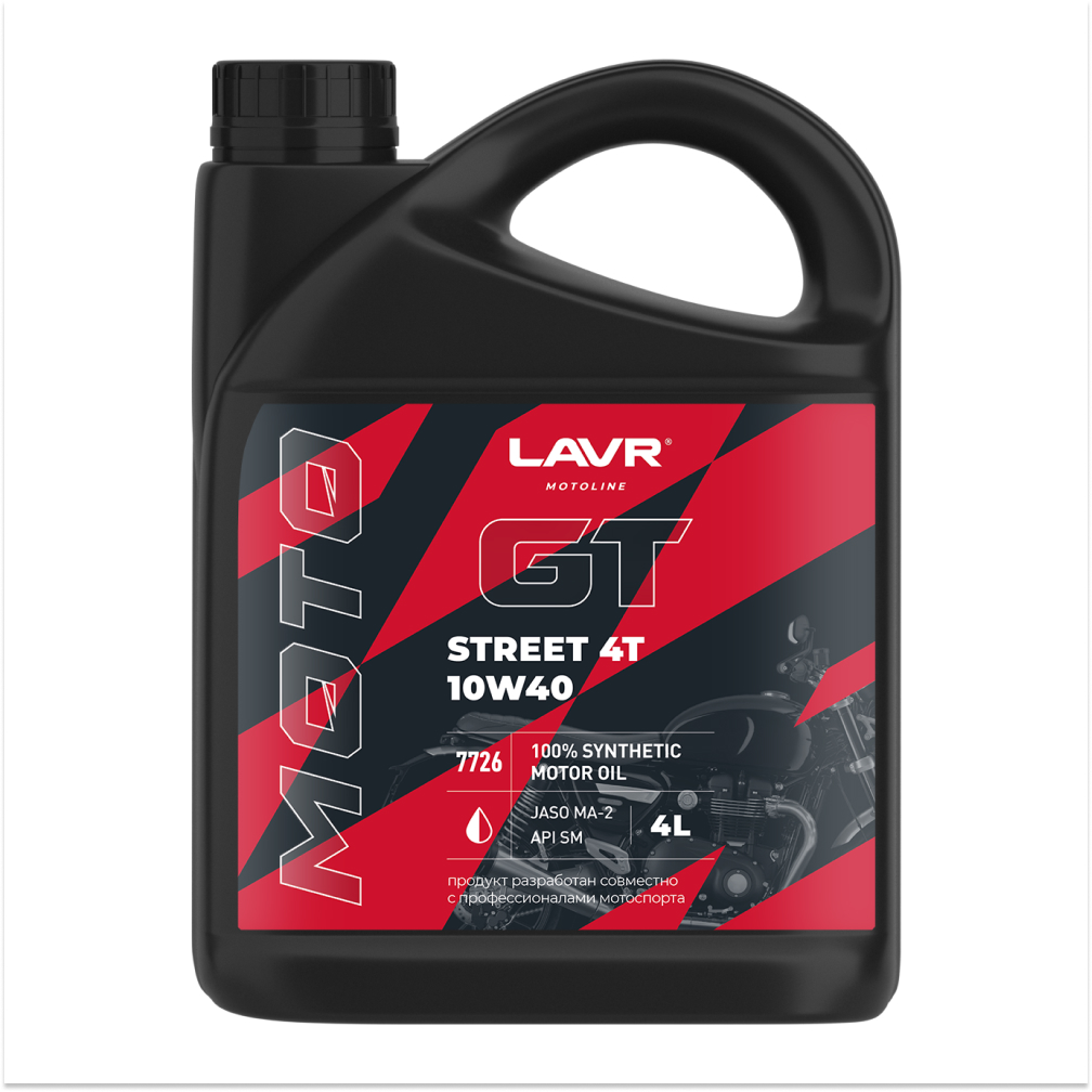 Ln7726_LVR LAVR MOTO Моторное масло GT STREET 4T 10W40 SM, 4 л