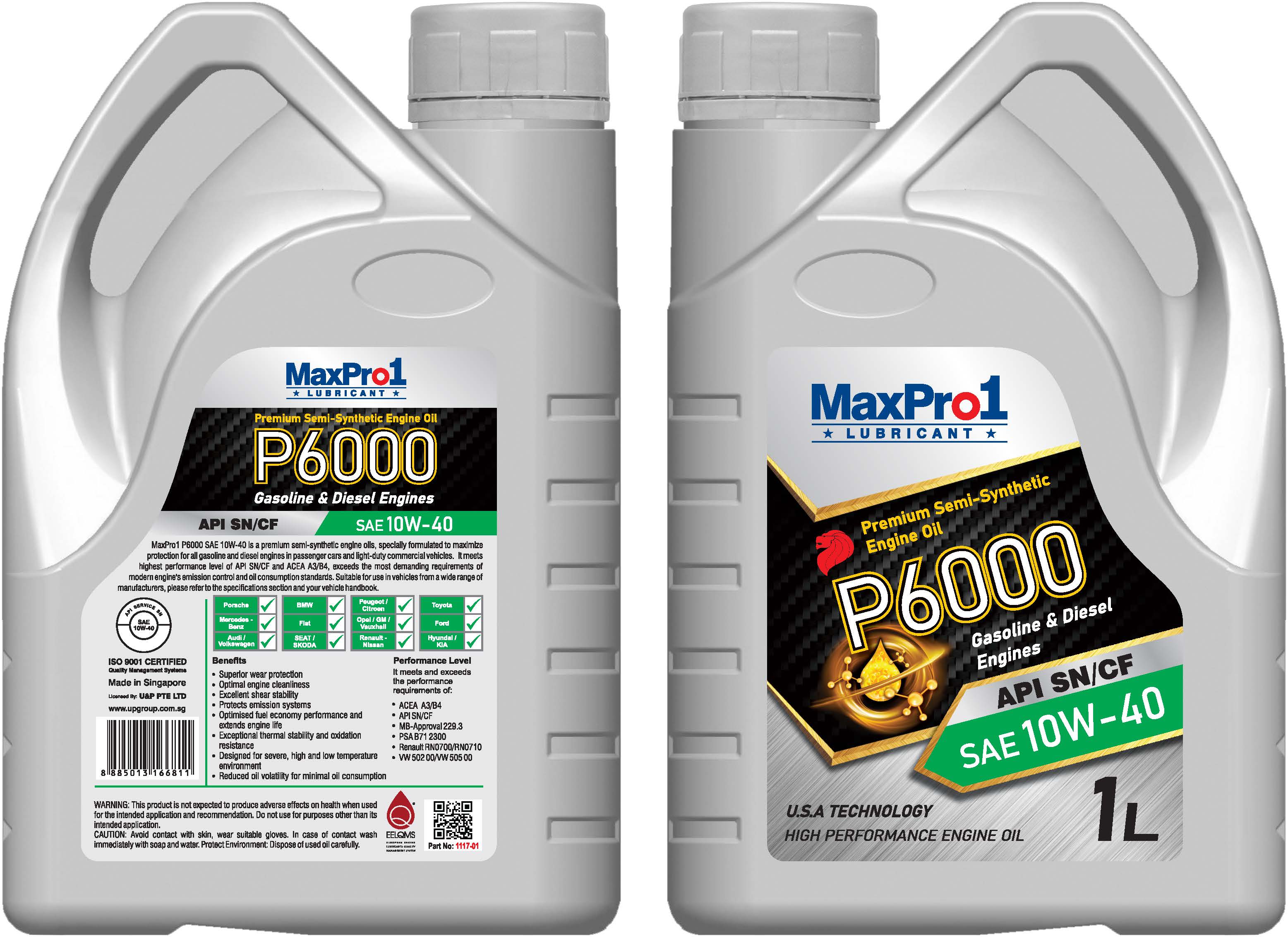 111701_MP MaxPro1 Моторное масло P6000 SAE 10W40 (API: SN/CF), 1L