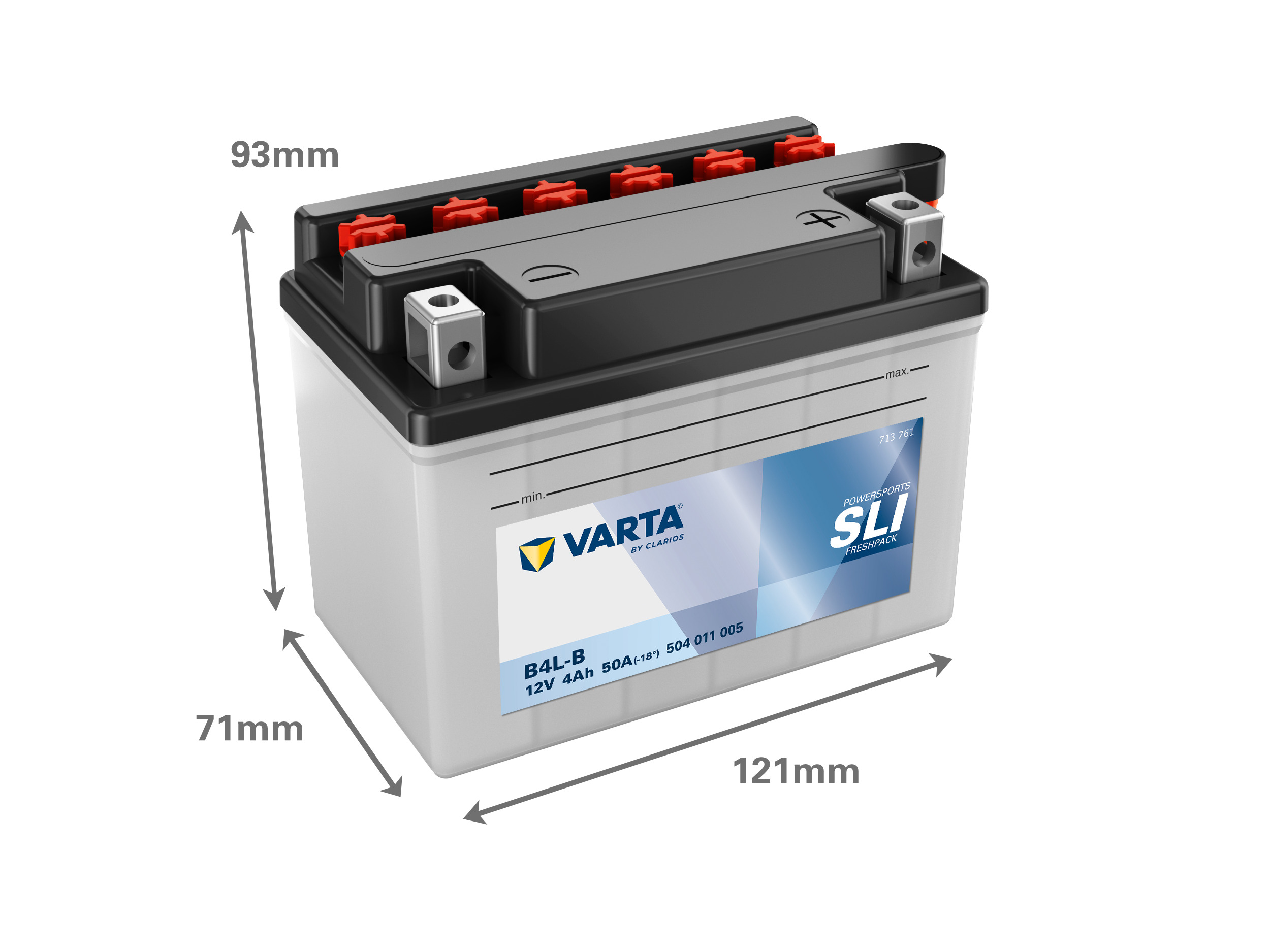 504011005 VARTA Аккумулятор 4Ah  504011   "-  +"  121x71x93