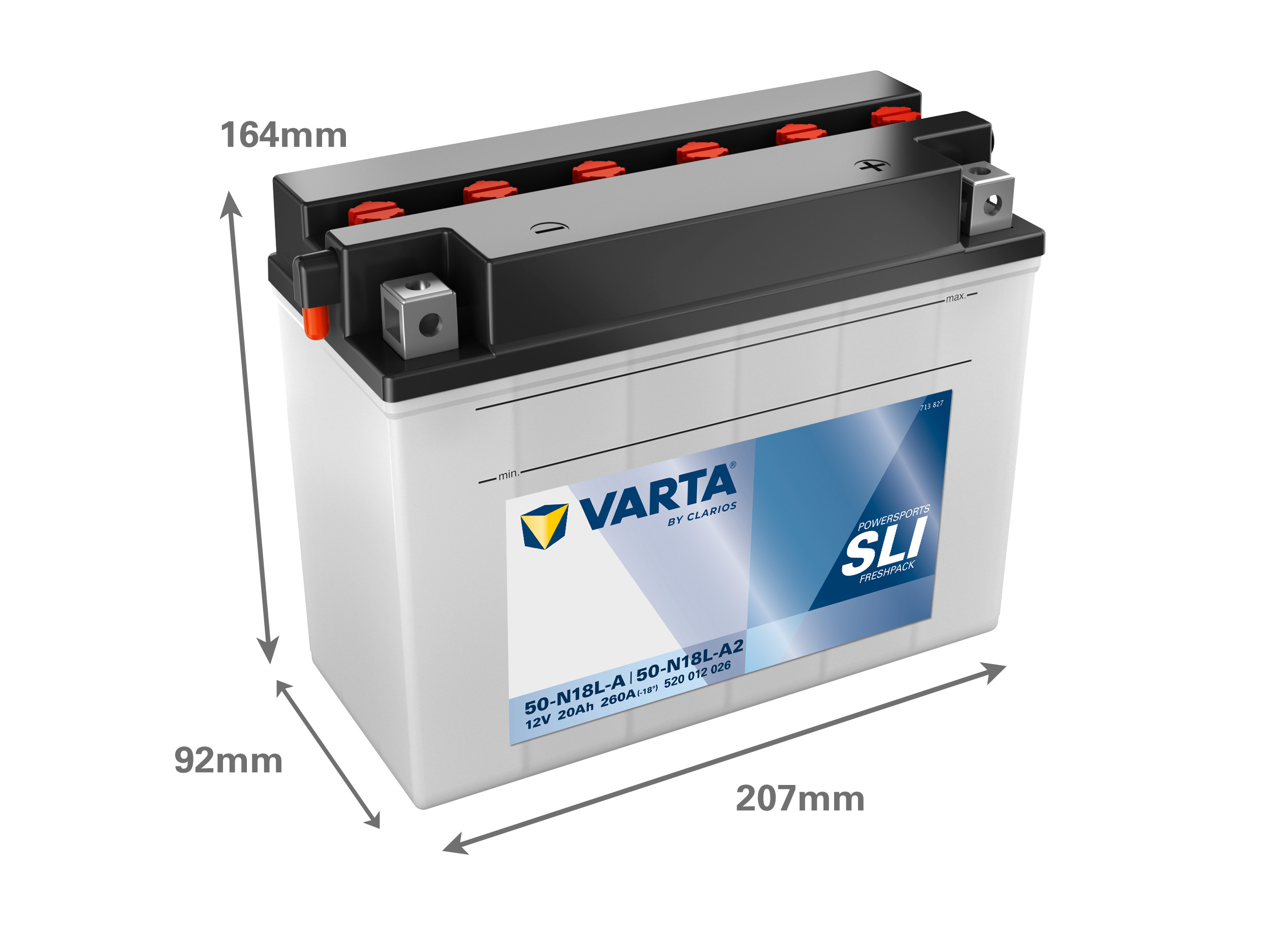 520012026 VARTA Аккумулятор 20Ah  520012   "-  +"  207x92x164